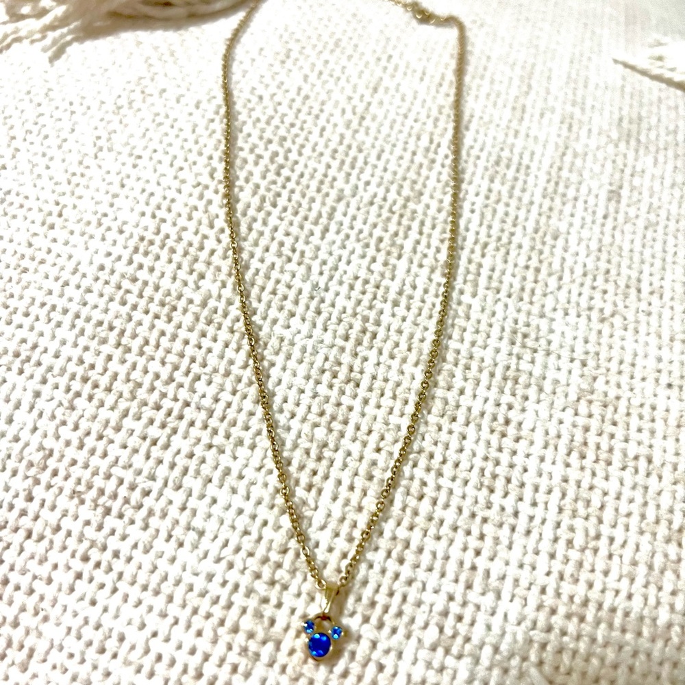 Disney Parks blue Mickey September stone necklace